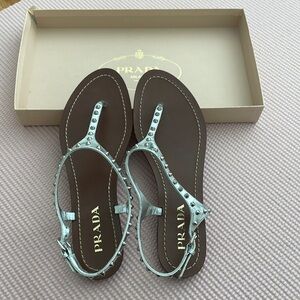Prada silver leather sandals